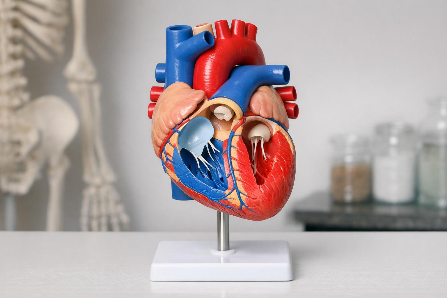 Zdjęcie: model anatomiczny serca z podziałem na komory i naczynia